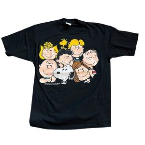 Peanuts Character Black Graphic Short Sleeve T-Shirt